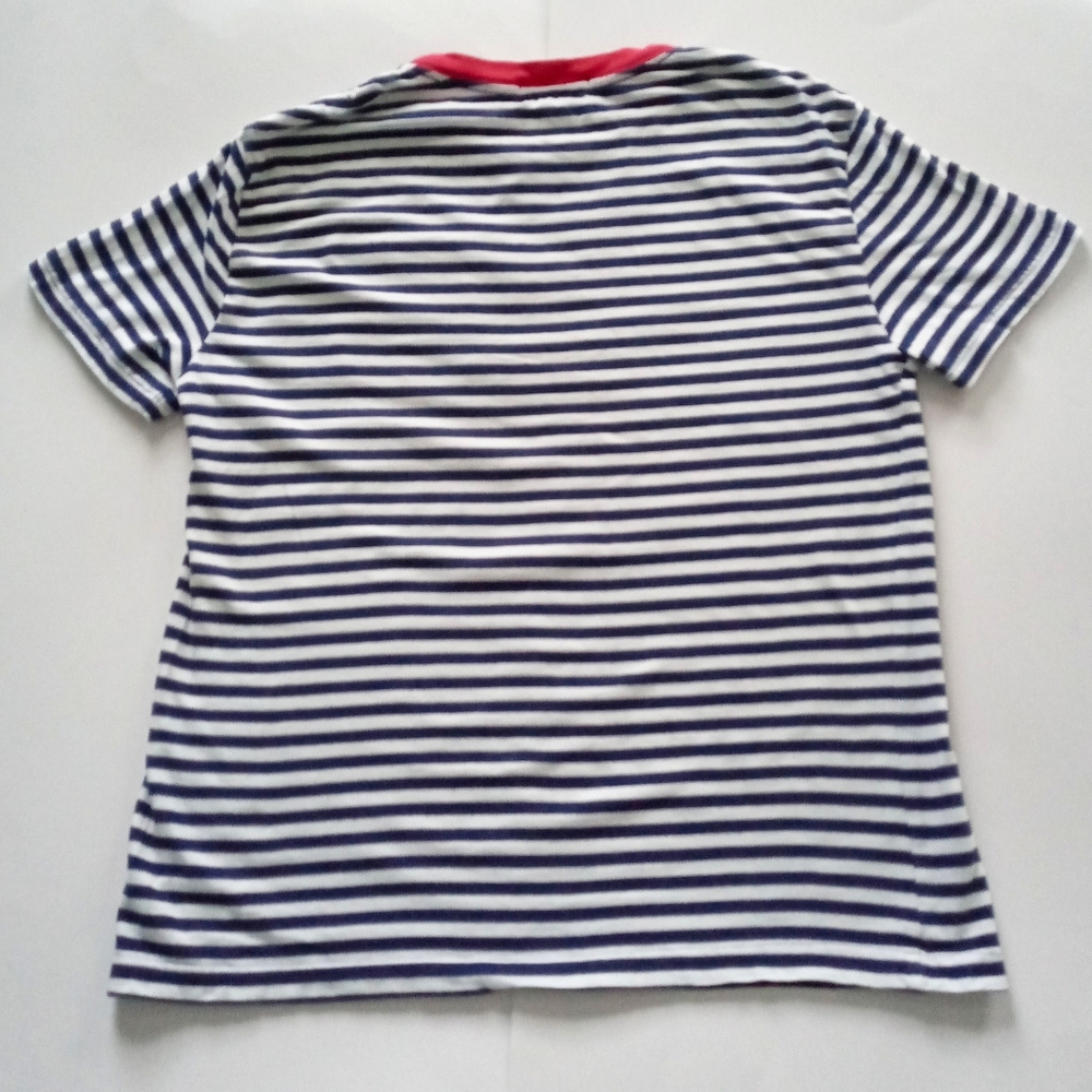 EUC Polo Ralph Lauren Boy's Red Collar Blue & White Stripped Shirt, Medium 10/12 - Picture 2 of 9